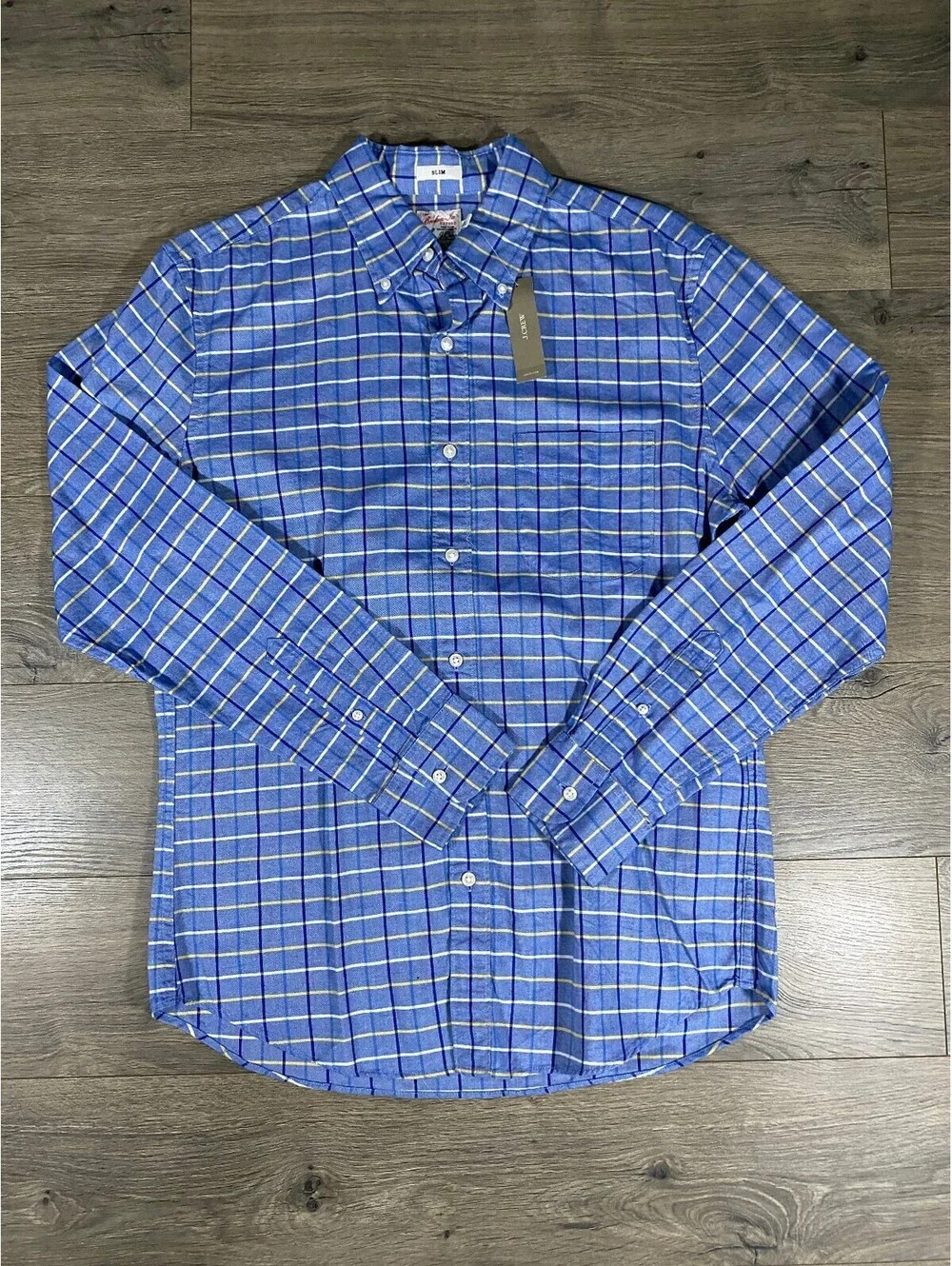 J.Crew Broken-In Oxford Shirt Mens M Slim Blue Plaid Organic Cotton NWT